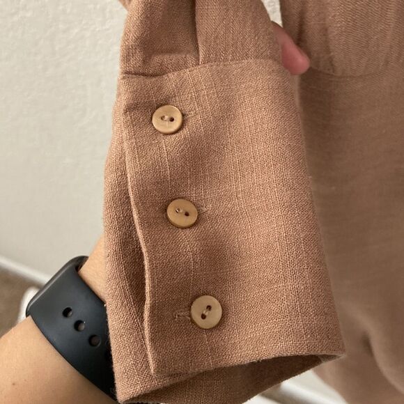 L'AGENCE Linen Blend V-Neck Lightweight Long Sleeve Mini Dress size 6 - Picture 7 of 16